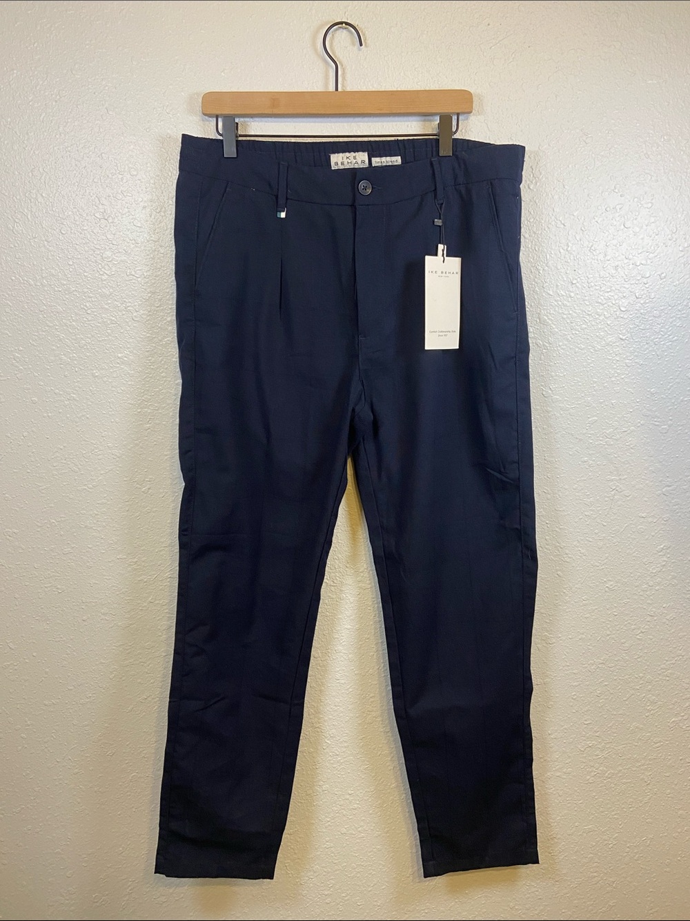 Ike Behar Navy Blue Linen Blend Lightweight Casual Dress Pants Size Large NEW